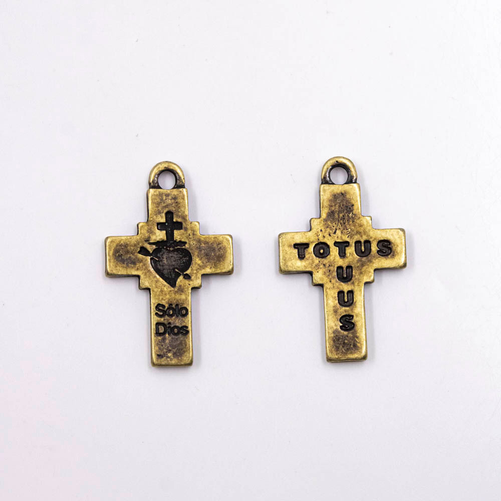 PINGENTE-CRUZ-SOLO-DIOS-35X22MM-EM-ZAMAC-COM-06-PECAS---OURO-VELHO