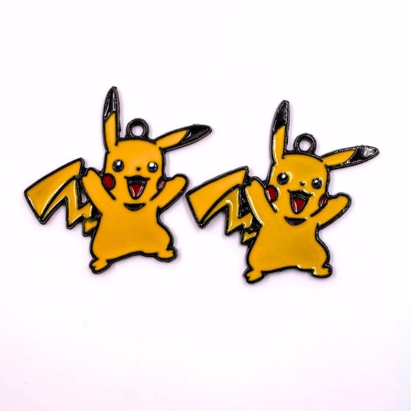 PINGENTE-PIKACHU-POKEMON-46X41MM-EM-ZAMAC-COM-02-PECAS---AMARELO-CANARIO