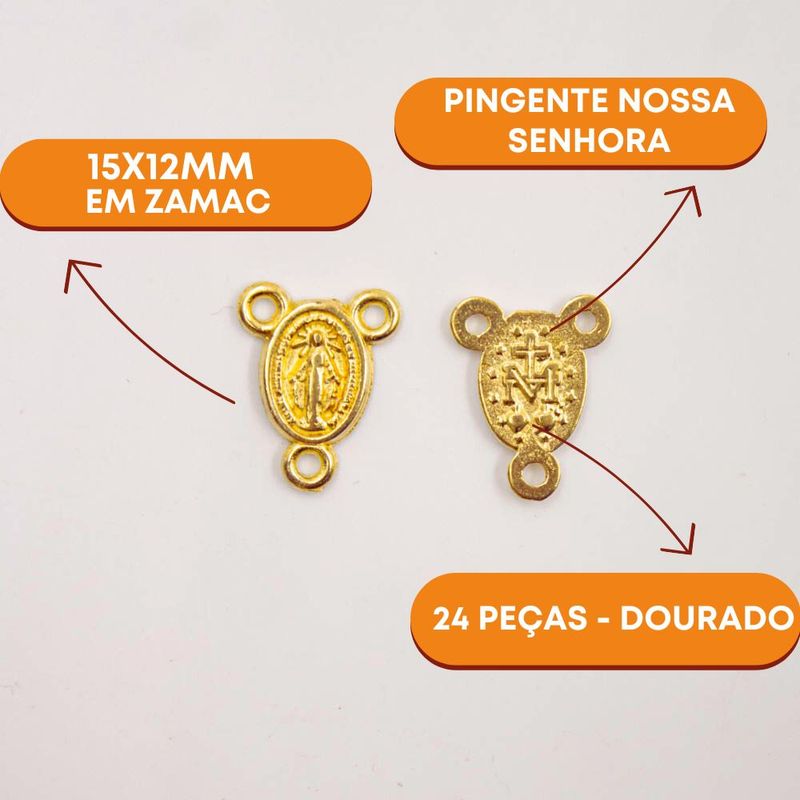 PINGENTE-NOSSA-SENHORA-15X12MM-EM-ZAMAC-COM-24-PECAS---DOURADO