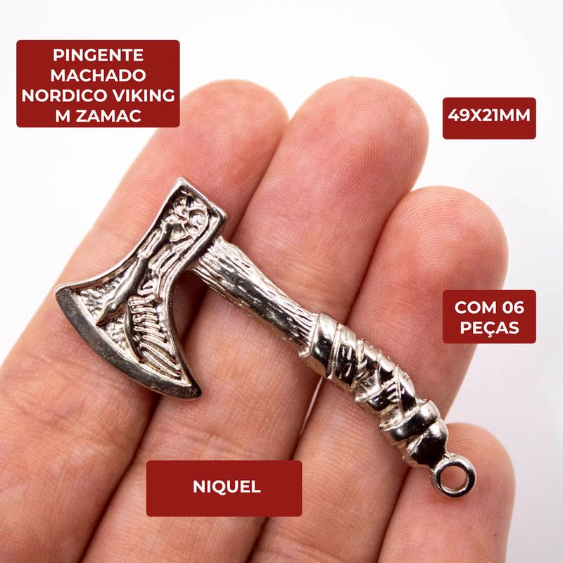 PINGENTE-MACHADO-NORDICO-VIKING-49X21MM-EM-ZAMAC-COM-06-PECAS---NIQUEL