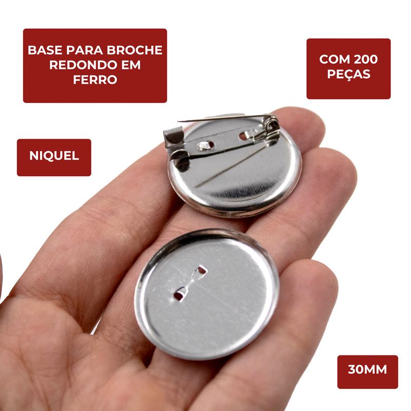 BASE-PARA-BROCHE-REDONDO-30MM-EM-FERRO-COM-200-PECAS---NIQUEL