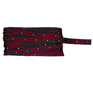 FITA LISTRADA PRETO/VERMELHO COM STRASS 2CM 13,5M