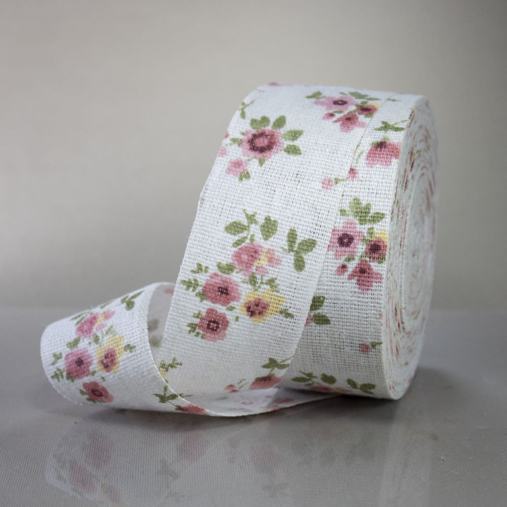 FITA ESTAMPA FLORAL 3.8CM ROLO C/ 20M