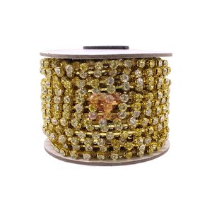 CORRENTE DE STRASS DOURADO SS28 EM ACRILICO COM 20 METROS