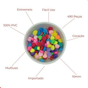 ENTREMEIO FIMO CORAÇAO 10MM EM PVC COM 500 PEÇAS