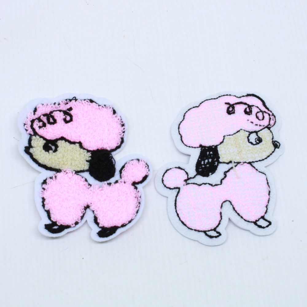APLIQUE POODLE ROSA 80X90MM EM POLIESTER COM 20 PEÇAS