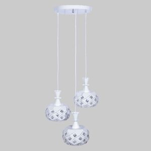 LUSTRE REDONDO TRABALHADO 3 PENDENDO 47X23CM EM FERRO