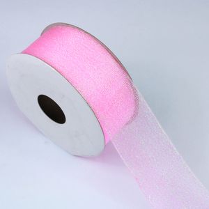 FITA SINTETICA ROSA C/GLITTER 4.0CM ROLO 9M