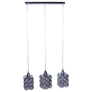 LUSTRE QUADRADO DE ARGOLA 3 PENDENTES  50X33X19CM EM FERRO