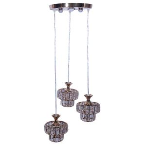 LUSTRE REDONDO 3 PENDENTES E 2 ANDARES 35X25CM EM FERRO