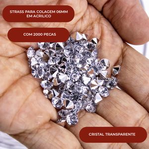 STRASS PARA COLAGEM 06MM EM ACRILICO COM 2000 PEÇAS