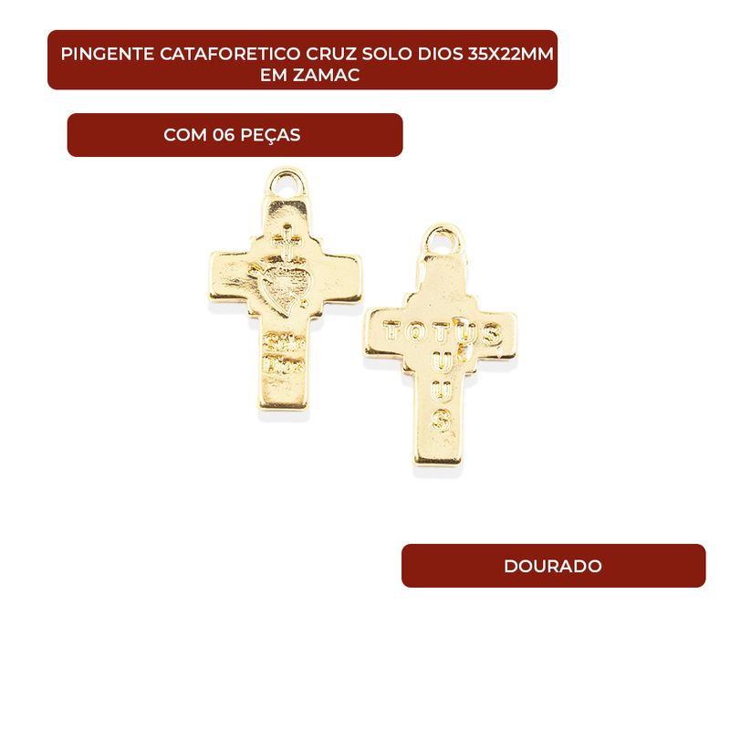 PINGENTE-CATAFORETICO-CRUZ-SOLO-DIOS-35X22MM-EM-ZAMAC-COM-06-PECAS---DOURADO