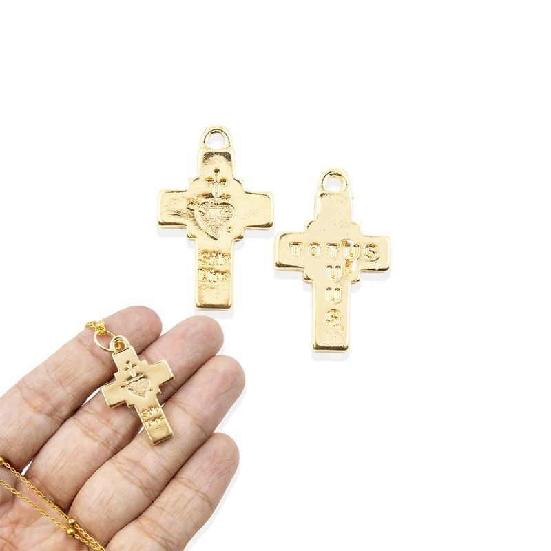 PINGENTE-CATAFORETICO-CRUZ-SOLO-DIOS-35X22MM-EM-ZAMAC-COM-06-PECAS---DOURADO