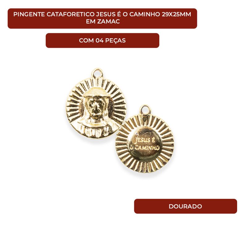 PINGENTE-CATAFORETICO-JESUS-E-O-CAMINHO-29X25MM-EM-ZAMAC-COM-04-PECAS---DOURADO