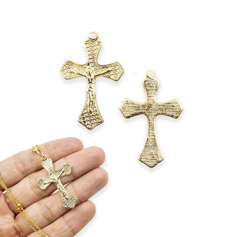 PINGENTE-CATAFORETICO-CRUCIFIXO-JESUS-45X30MM-EM-ZAMAC-COM-12-PECAS---DOURADO