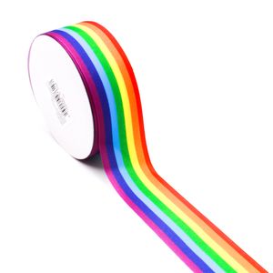 FITA DE GORGURÃO ARCO IRIS 38MM EM POLIESTER COM 9 METROS