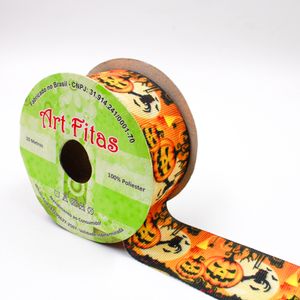 FITA DE GORGURÃO HALLOWEEN ABOBORAS 2073 ART FITA  38MM C/ 10M