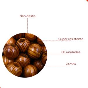 BOLA DE MADEIRA PASSANTE 24MM COM 250G