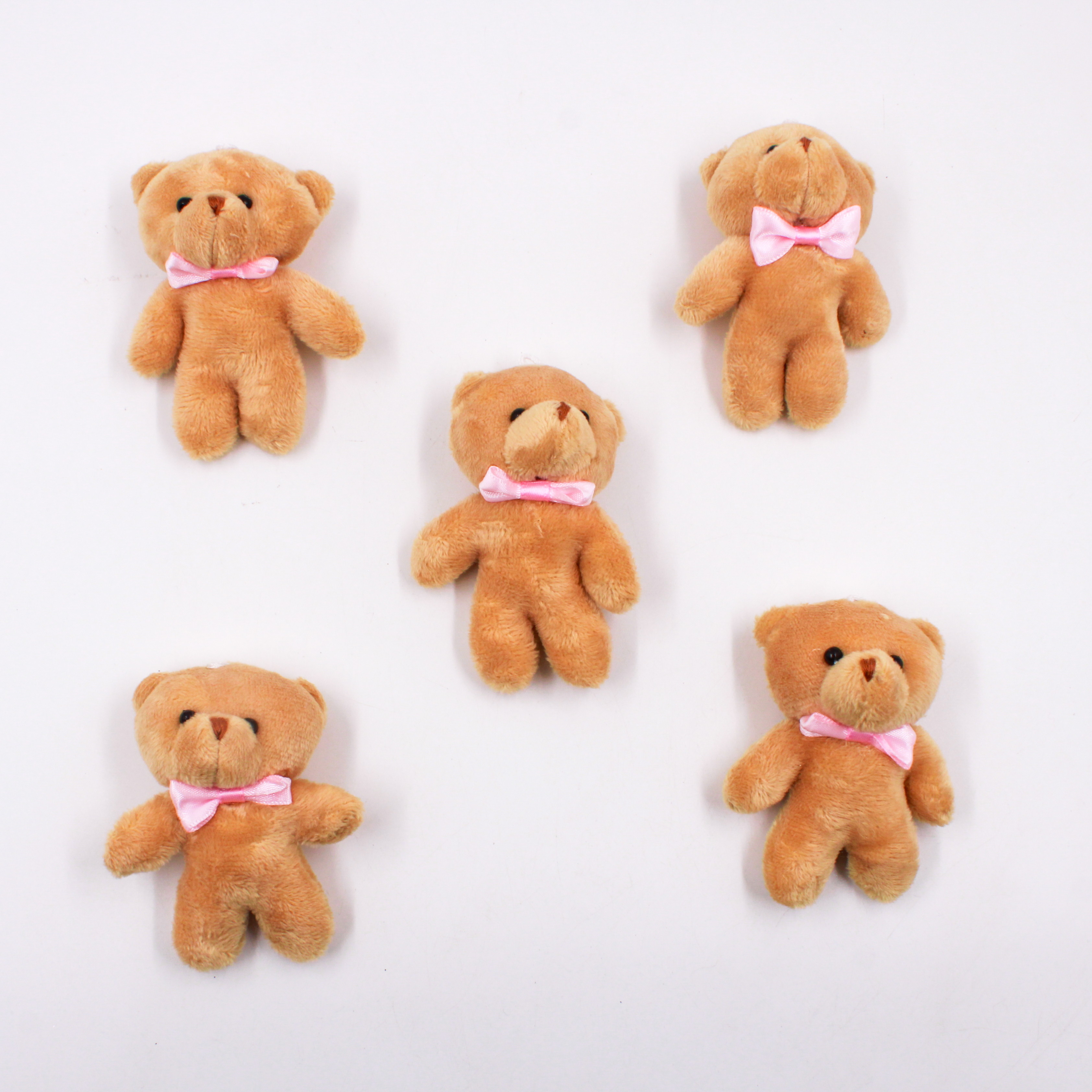 URSO-COM-LACO-DE-PELUCIA-80MM-COM-05-PECAS---300---MARROM---ROSA