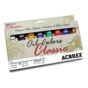 TINTA A ÓLEO OIL COLORS CLASSIC ACRILEX COM 8UN DE 20ML