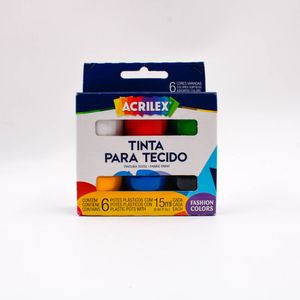 TINTA PARA TECIDO ACRILEX 15ML COM 6 UNIDADES