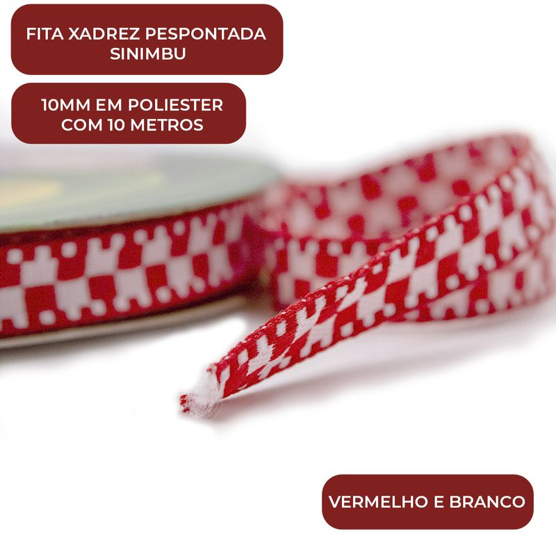 FITA-XADREZ-PESPONTADA-SINIMBU-1901-10MM EM-POLIESTER-COM-10-METROS---482---VERMELHO-E-BRANCO