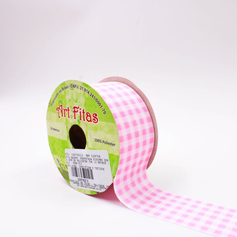 FITA-ART-FITAS-XADREZ-G2856-38MM EM-POLIESTER-COM-10-METROS---213---ROSA-Z13