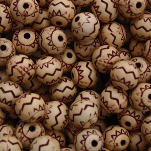 BOLA IMITAÇÃO DE MADEIRA TRIBAL 10MM EM PLASTICO COM 500G