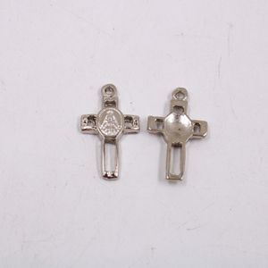 PINGENTE CRUZ NOSSA SENHORA 27X15MM EM ZAMAC COM 12 PEÇAS