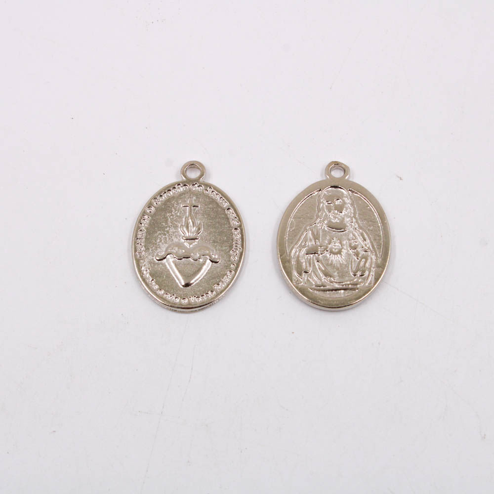 PINGENTE-MEDALHA-CORACAO-DE-CRISTO-29MM-EM-ZAMAC-COM-12-PECAS---NIQUEL