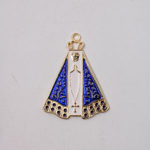 PINGENTE CATAFORETICO RESINADO NOSSA SENHORA APARECIDA 58X45MM EM ZAMAC COM 02 PEÇAS