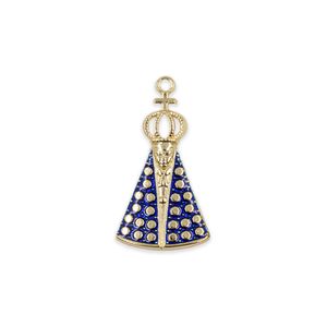 PINGENTE CATAFORETICO RESINADO NOSSA SENHORA APARECIDA 53X30MM EM ZAMAC COM 02 PEÇAS