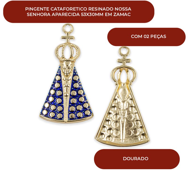 PINGENTE-CATAFORETICO-RESINADO-NOSSA-SENHORA-APARECIDA-53X30MM-EM-ZAMAC-COM-02-PECAS---DOURADO