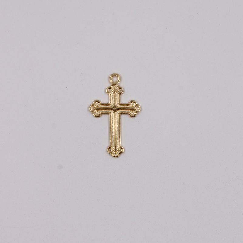 PINGENTE-CRUZ-TRABALHADA-CATAFORETICO-37X23MM-EM-ZAMAC-COM-12-PECAS---DOURADO