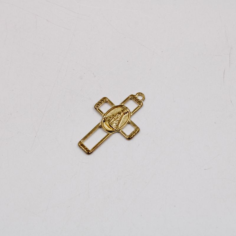 PINGENTE-CRUZ-NOSSA-SENHORA-CATAFORETICO-39X28MM-EM-ZAMAC-COM-12-PECAS---DOURADO