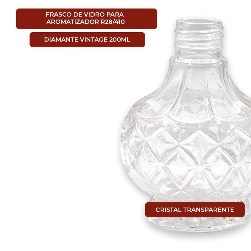 FRASCO-DE-VIDRO-PARA-AROMATIZADOR-R28-410-DIAMANTE-VINTAGE-200ML---CRISTAL-TRANSPARENTE