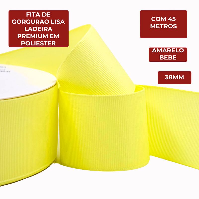 FITA-DE-GORGURAO-LISA-LADEIRA-PREMIUM-38MM-EM-POLIESTER-COM-45-METROS---617Y---AMARELO-BEBE