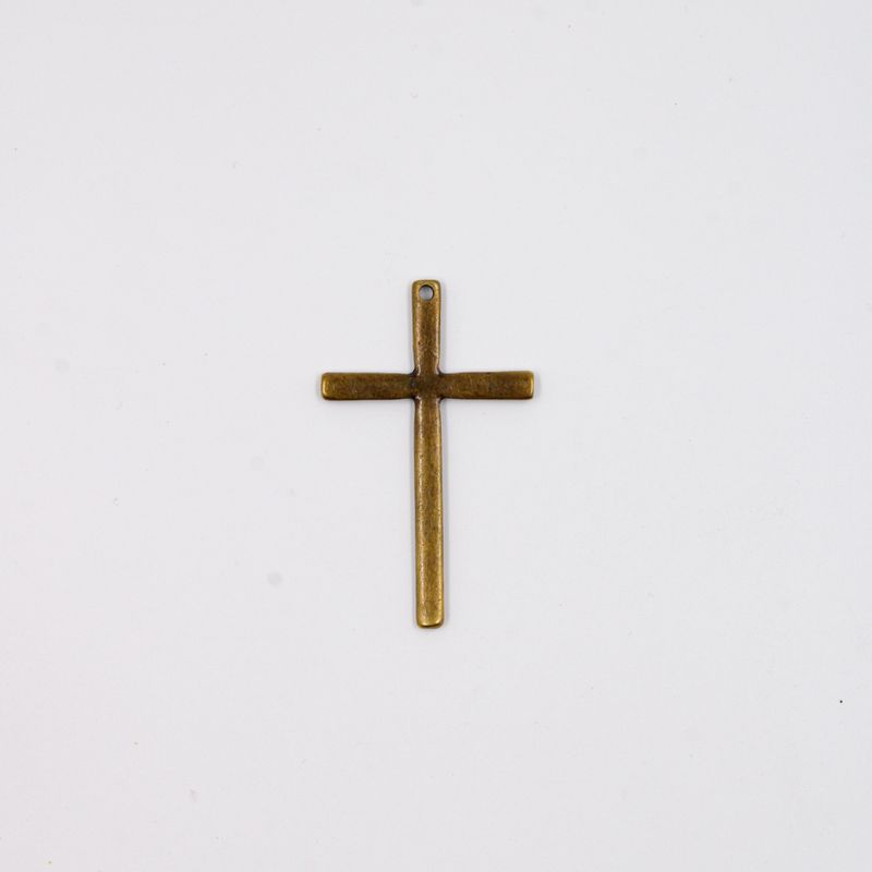 PINGENTE-CRUZ-LISA-61X38MM-EM-ZAMAC-O-KG---OURO-VELHO
