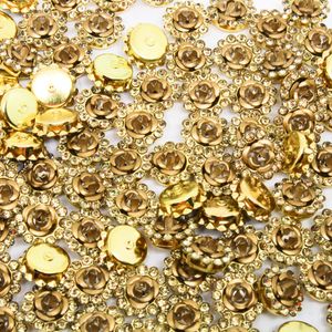 APLIQUE FLOR COM STRASS 12MM ALUMINIO E AÇO INOXIDAVEL COM 200 PEÇAS