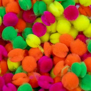 POMPOM BOLINHA NEON 10MM EM POLIESTER COM 100 PEÇAS