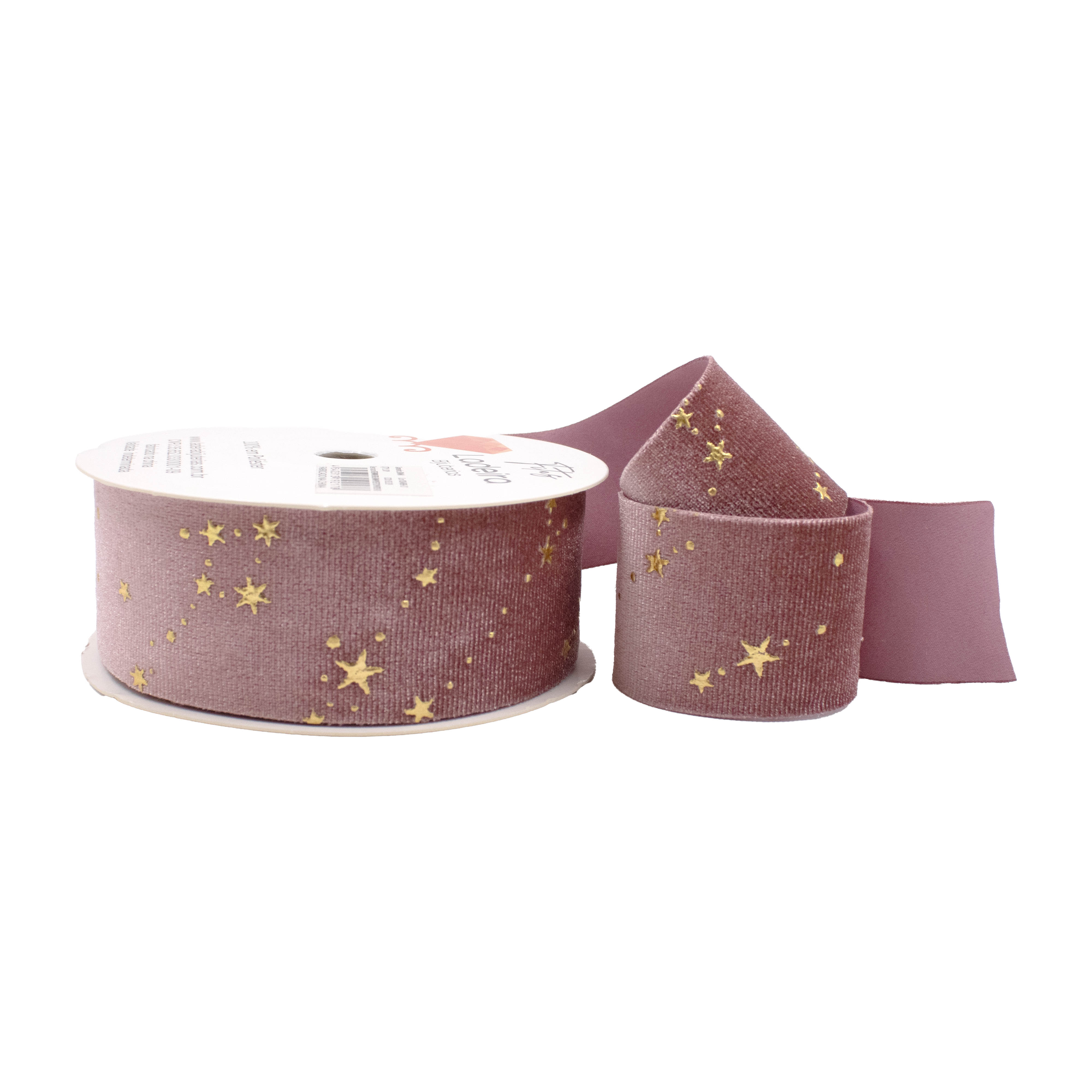 FITA-ESTAMPADA-ESTRELAS-38MM-EM-POLIESTER-COM-9-METROS-D5-105---ROSA-VELHO