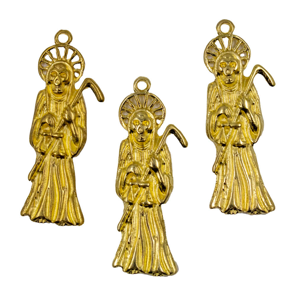 PINGENTE-SANTA-MUERTE-47X15MM-EM-ZAMAC-COM-06-PECAS---DOURADO