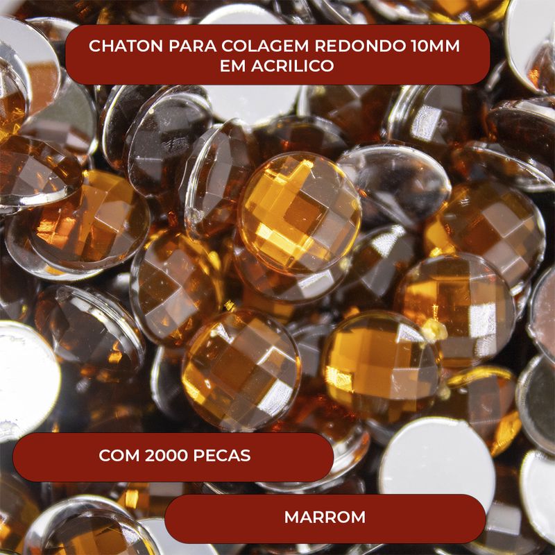 CHATON-PARA-COLAGEM-REDONDO-10MM-EM-ACRILICO-COM-2000-PECAS--NC--243---MARROM-Z43