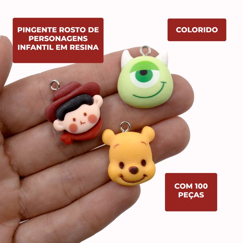 PINGENTE-ROSTO-DE-PERSONAGENS-INFANTIL-EM-RESINA-COM-100-PECAS---103---COLORIDO