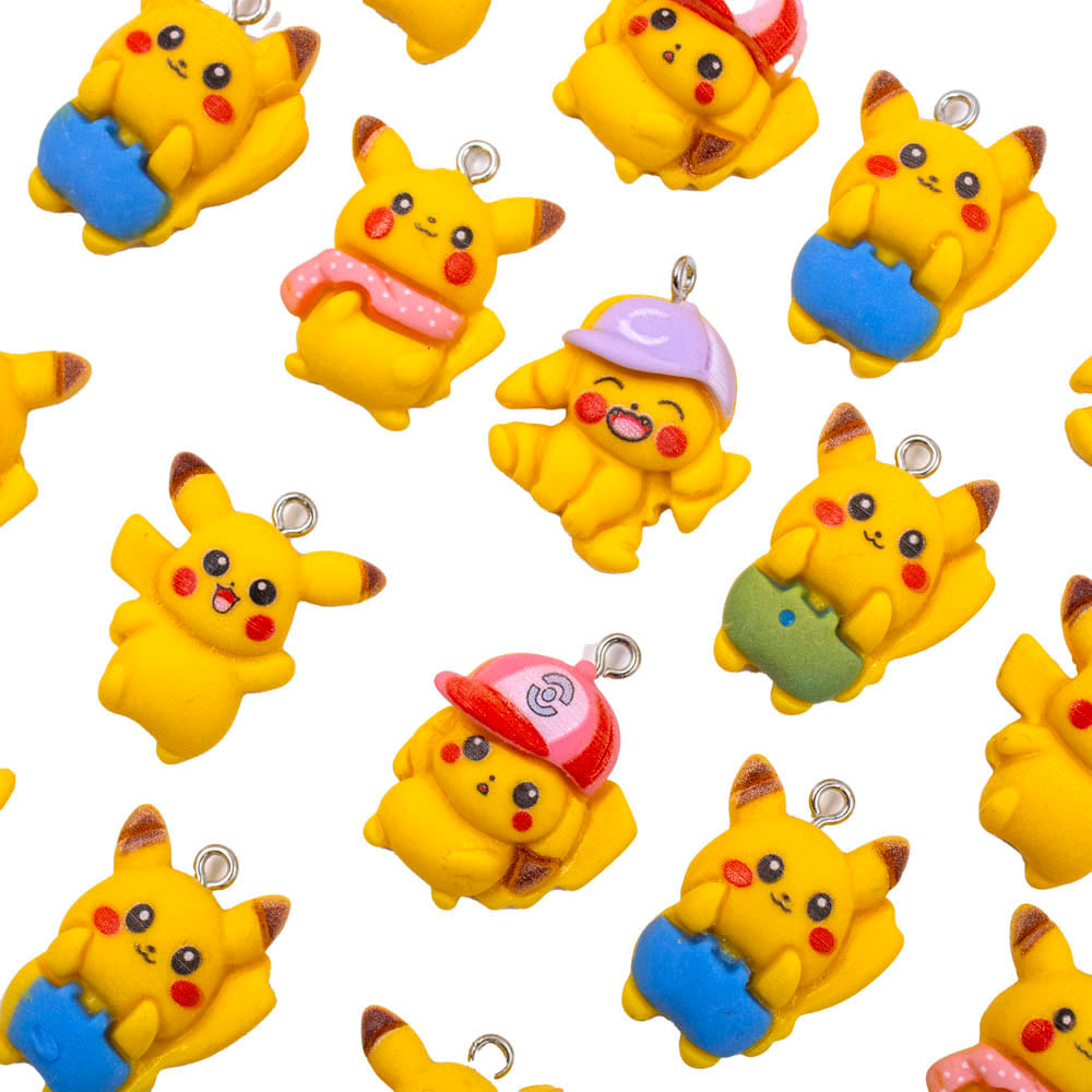 PINGENTE PIKACHU ACESSORIOS 18x16MM EM RESINA COM 100 PEÇAS