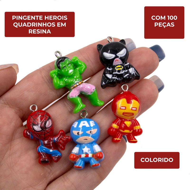 PINGENTE-HEROIS-QUADRINHOS-EM-RESINA-COM-100-PECAS---103---COLORIDO