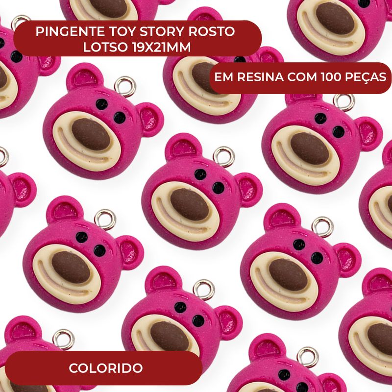 PINGENTE-TOY-STORY-ROSTO-LOTSO-19X21MM-EM-RESINA-COM-100-PECAS---213---ROSA-Z13