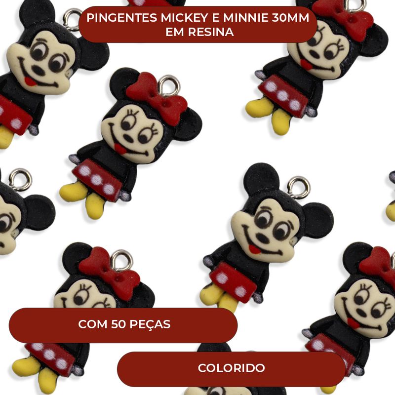 PINGENTES-MICKEY-E-MINNIE-30MM-EM-RESINA-COM-50-PECAS---103---COLORIDO