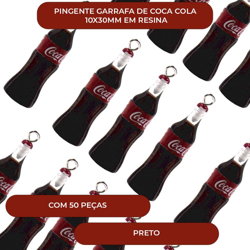 PINGENTE-GARRAFA-DE-COCA-COLA-10X30MM-EM-RESINA-COM-50-PECAS---225---PRETO-225