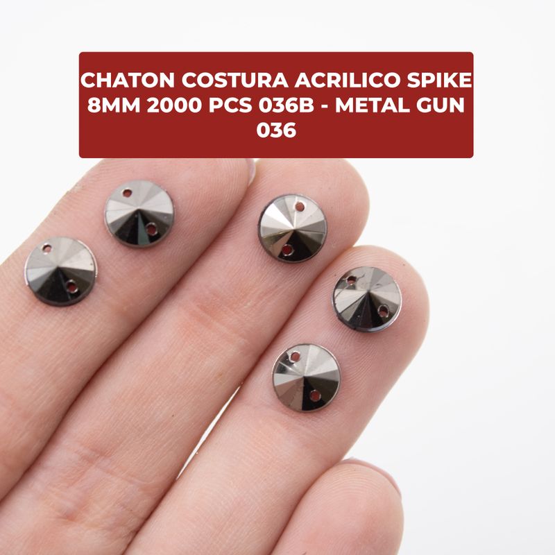 CHATON-COSTURA-ACRILICO-SPIKE-8MM-2000-PCS-036B---METAL-GUN-036